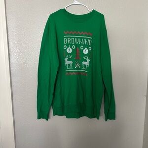 NWOT Browning Green Holiday Christmas Crewneck Long Sleeve Sweatshirt